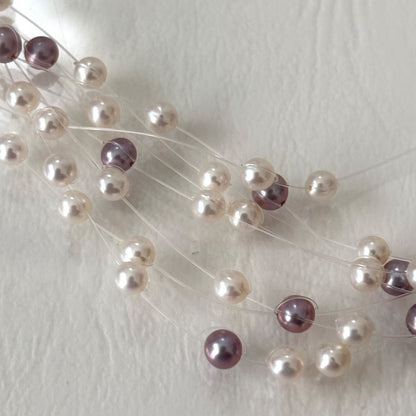 250Tasaki K18 8-row pearl necklace with white and purple pearls, 43 cm long