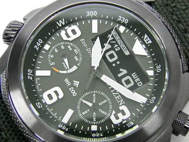 Citizen men's Promaster Land Eco-Drive wristwatch JV1005-02W with khaki strap and sapphire glass
