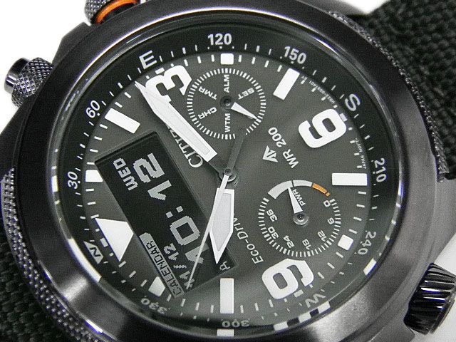 Citizen men's Promaster Land Eco-Drive wristwatch JV1005-02W with khaki strap and sapphire glass