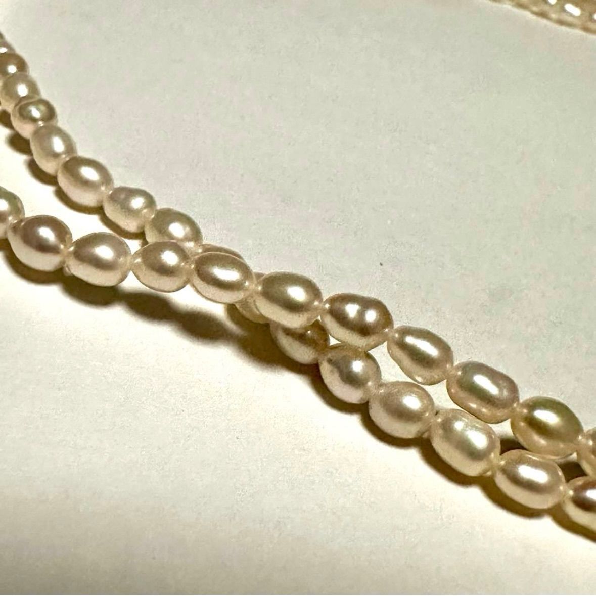 Tasaki Law two-strand white freshwater pearl necklace with silver clasp, 42.5 cm length