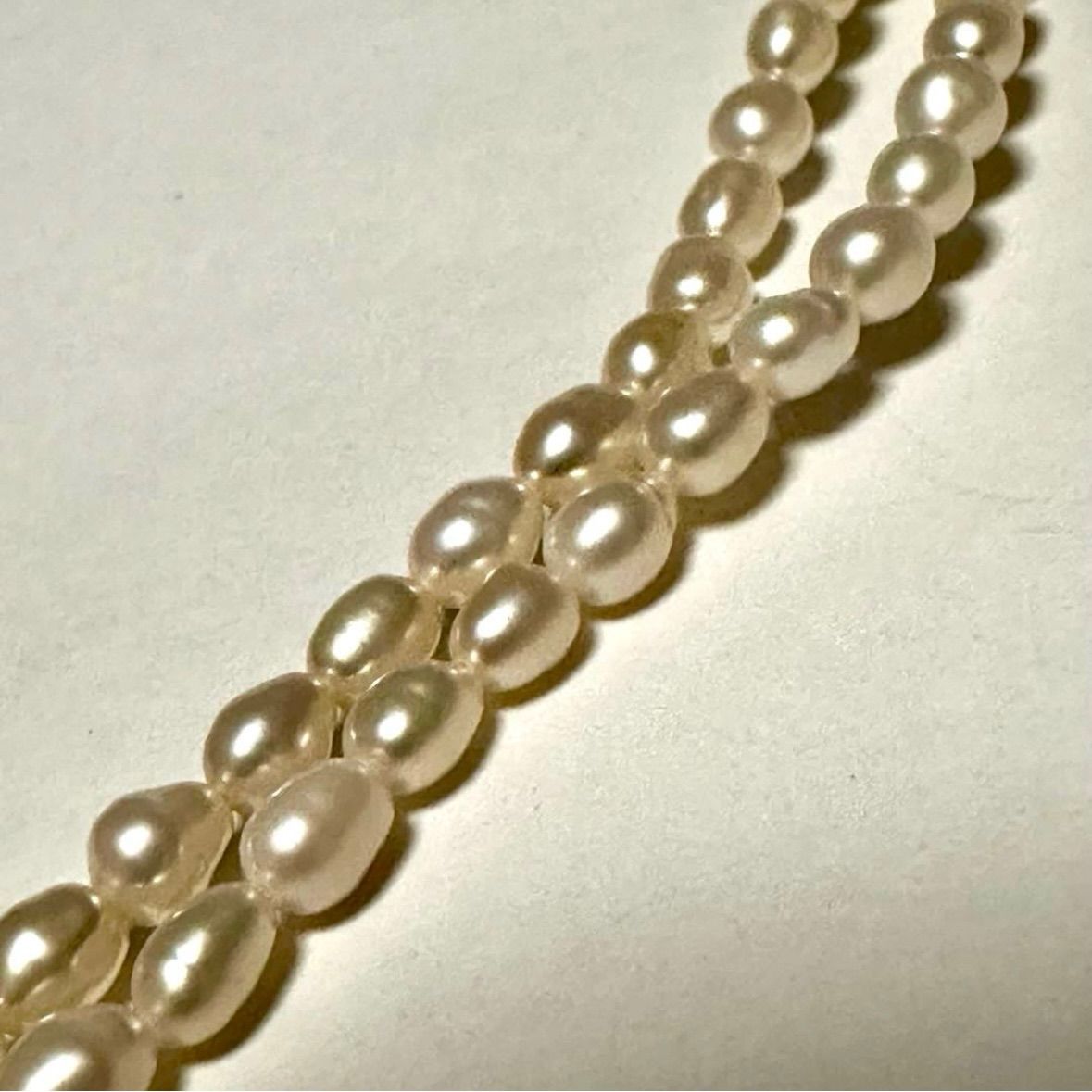 Tasaki Law two-strand white freshwater pearl necklace with silver clasp, 42.5 cm length