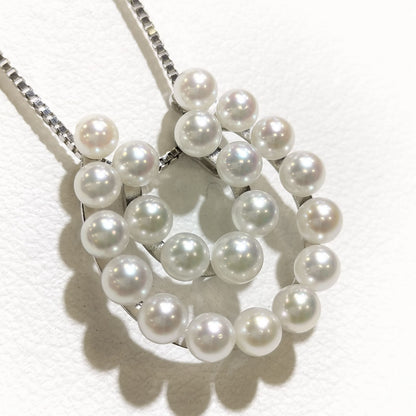 Akwoya Pearl Horseshoe Pendant Necklace with two horseshoe charms and small pearls on a 50cm chain