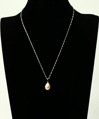 Niji large drop-shaped single pearl necklace with 9.5-10mm pearl on 45cm silver 925 chain in white, gray, purple, yellow, pink