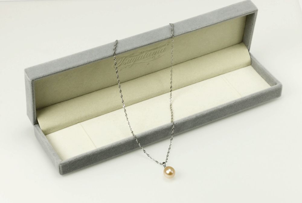 Niji large drop-shaped single pearl necklace with 9.5-10mm pearl on 45cm silver 925 chain in white, gray, purple, yellow, pink
