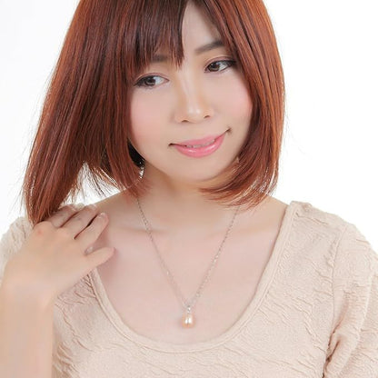 Niji large drop-shaped single pearl necklace with 9.5-10mm pearl on 45cm silver 925 chain in white, gray, purple, yellow, pink