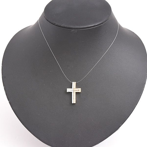 Tasaki cross pendant for ladies with diamonds 0.64ct set in 2WAY K18 yellow and white gold