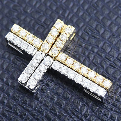 Tasaki cross pendant for ladies with diamonds 0.64ct set in 2WAY K18 yellow and white gold