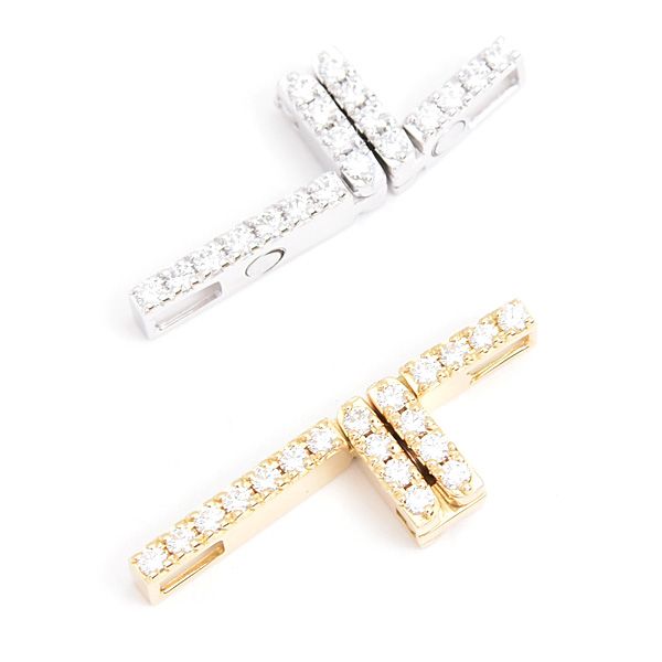 Tasaki cross pendant for ladies with diamonds 0.64ct set in 2WAY K18 yellow and white gold