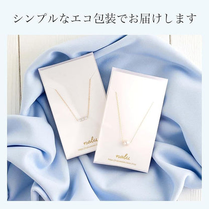 Freshwater pearl necklace with nickel-free stainless steel thin chain, 42 cm length, made in Japan