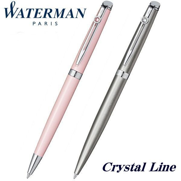 Waterman Metropolitan Essential Crystal Line Satin CT oil-based ballpoint pen with brass lacquered body and nickel palladium clip