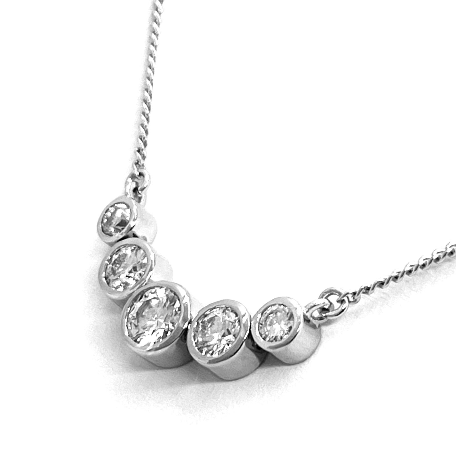 Tasaki Diamond Necklace Pt900 with 1.03ct elongated diamond and 38cm platinum chain