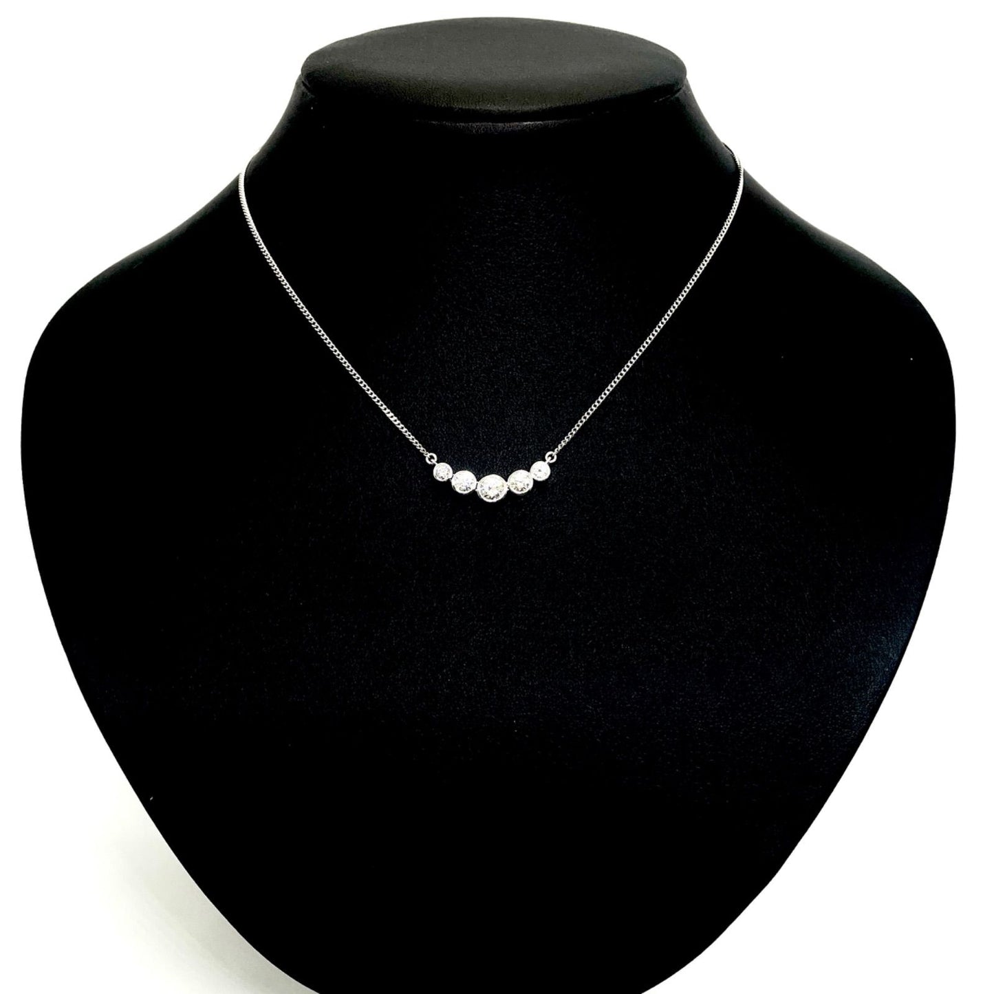 Tasaki Diamond Necklace Pt900 with 1.03ct elongated diamond and 38cm platinum chain