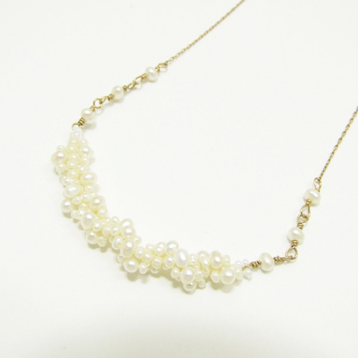 Gold Agate Baby Pearl Necklace with K10 material, available in 36 or 40 cm length