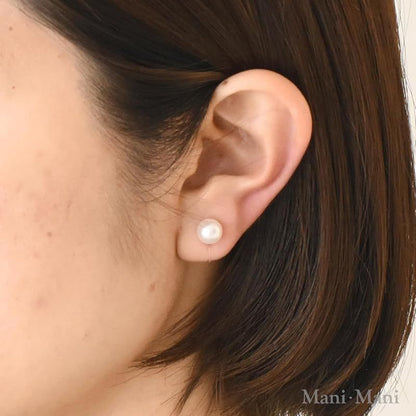 7mm Akoya cultured pearl non-hole earrings made in Japan, metal allergy compatible, ideal for ceremonies and weddings