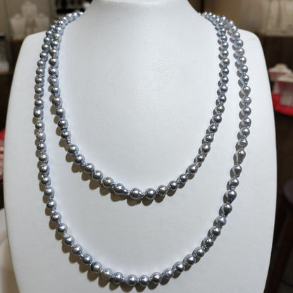 B-Grade Akoya Pearl Troll Necklace featuring 5mm pearls on a 92cm length chain with simple packaging
