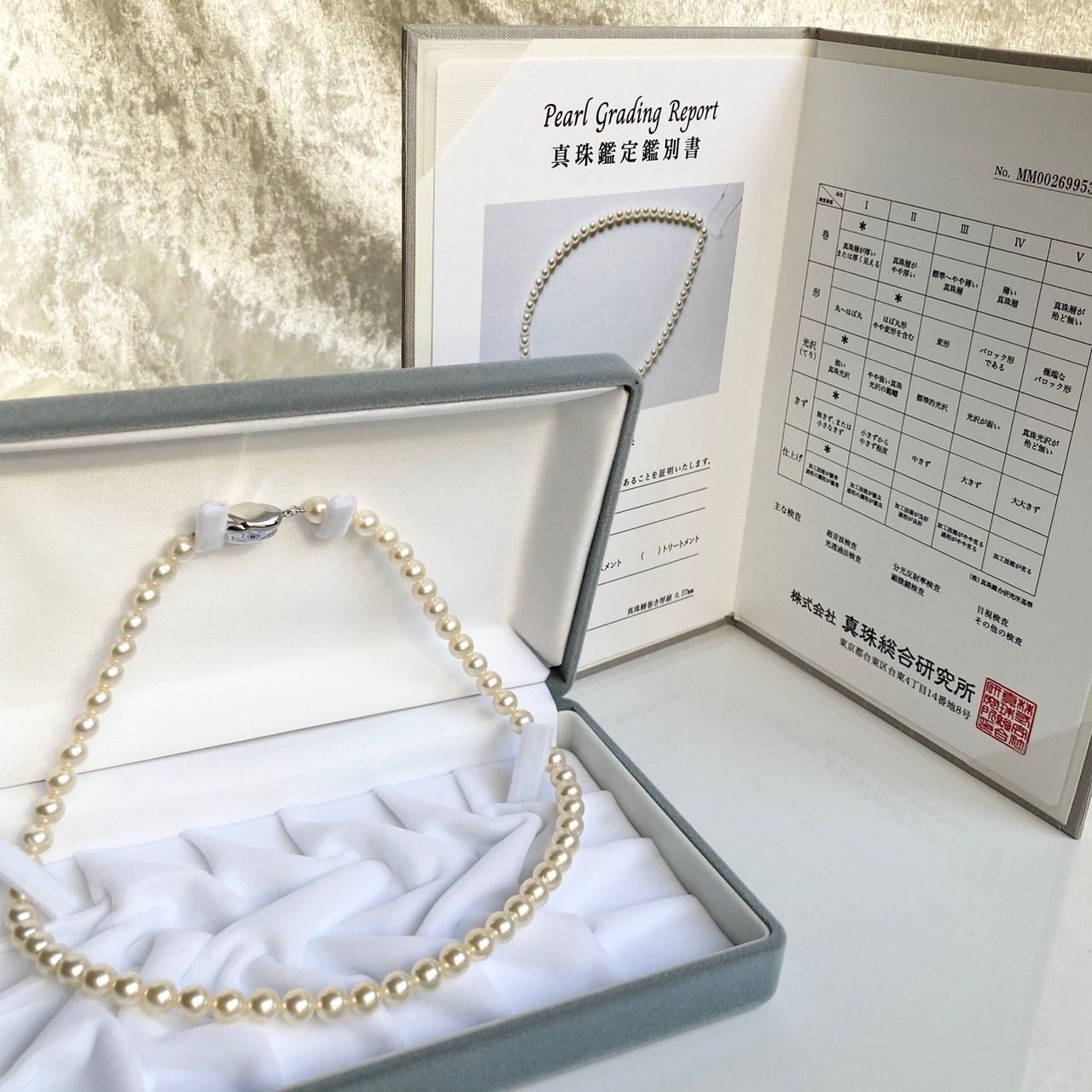 Hanadama Akoya pearls necklace 6.5-7.0mm size, 40cm silver wire finish with certification