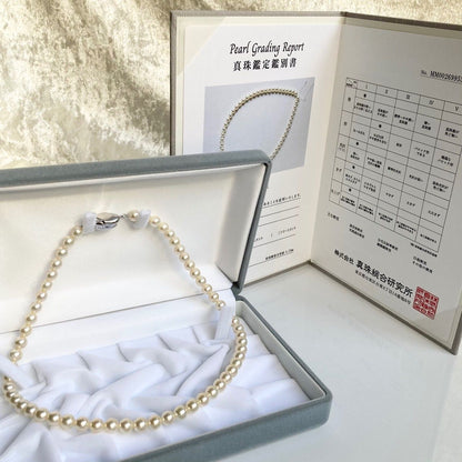 Hanadama Akoya pearls necklace 6.5-7.0mm size, 40cm silver wire finish with certification
