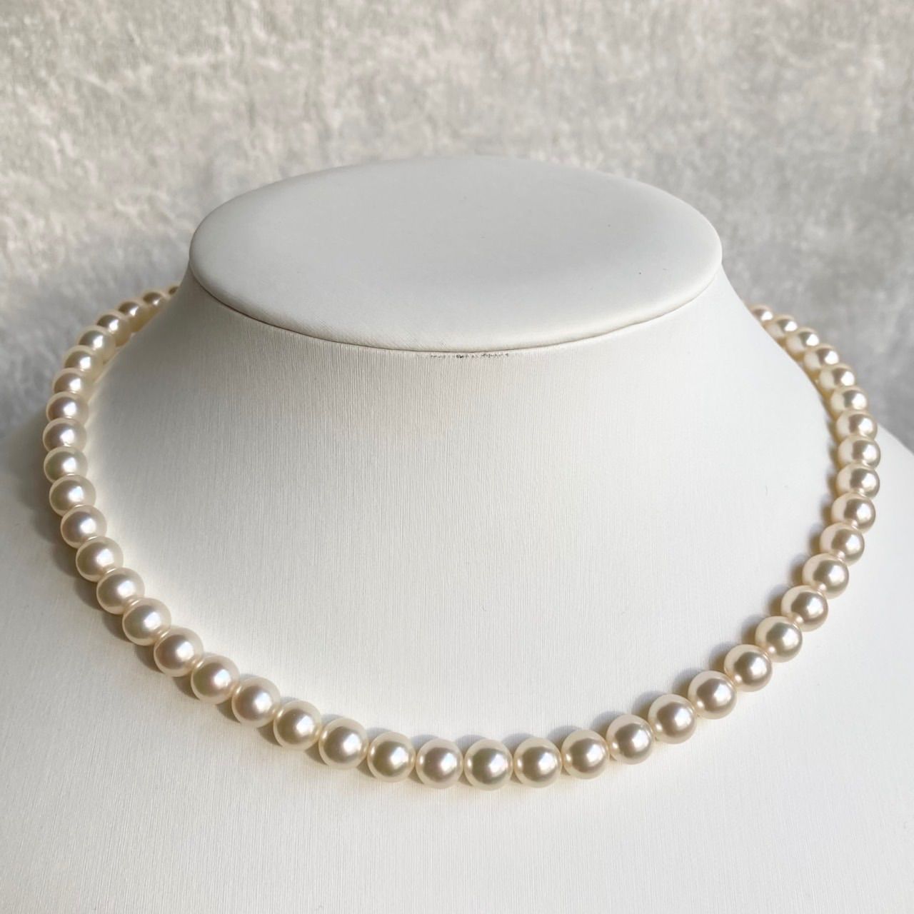 Hanadama Akoya pearls necklace 6.5-7.0mm size, 40cm silver wire finish with certification