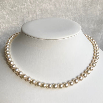 Hanadama Akoya pearls necklace 6.5-7.0mm size, 40cm silver wire finish with certification