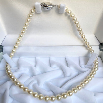 Hanadama Akoya pearls necklace 6.5-7.0mm size, 40cm silver wire finish with certification
