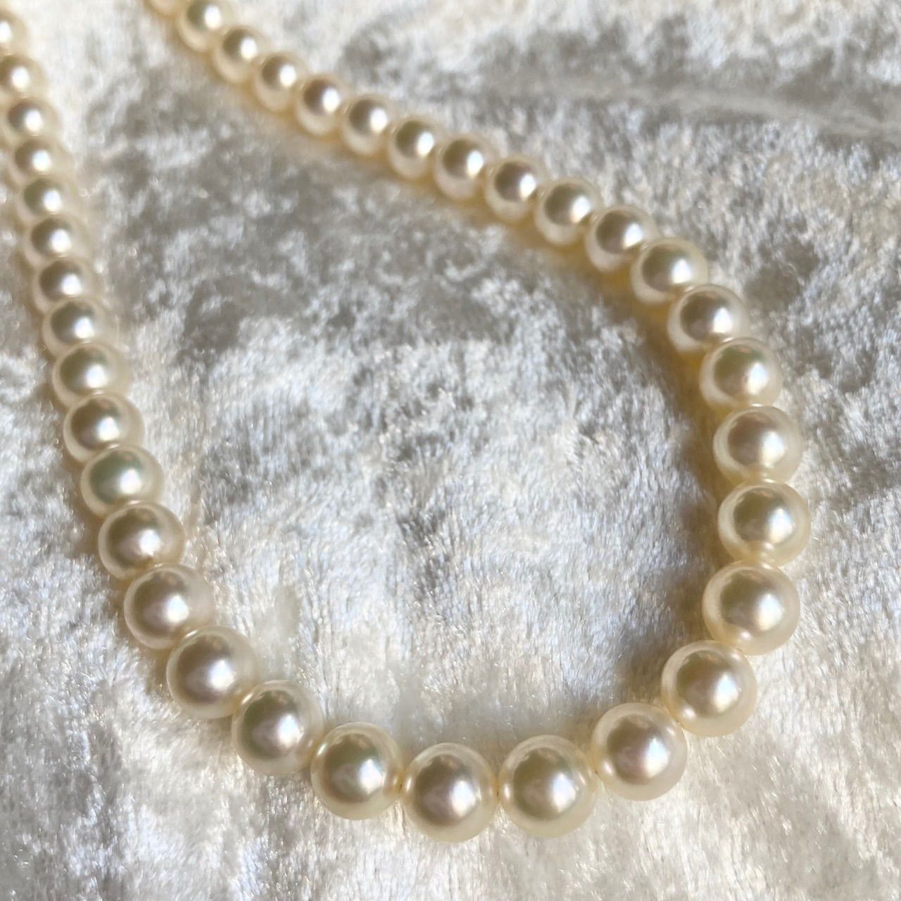 Hanadama Akoya pearls necklace 6.5-7.0mm size, 40cm silver wire finish with certification
