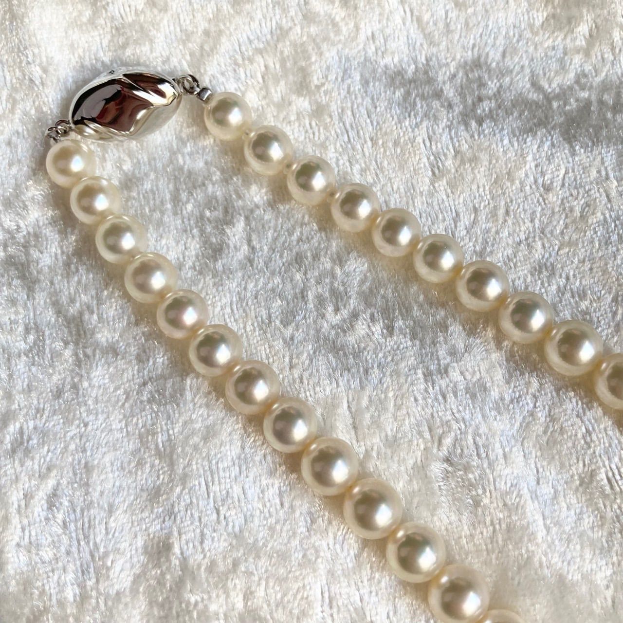 Hanadama Akoya pearls necklace 6.5-7.0mm size, 40cm silver wire finish with certification
