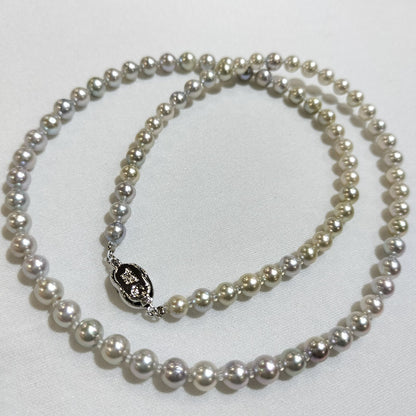 Akoya Pearl Natural Blue Necklace featuring 5mm pearls on a 52cm chain