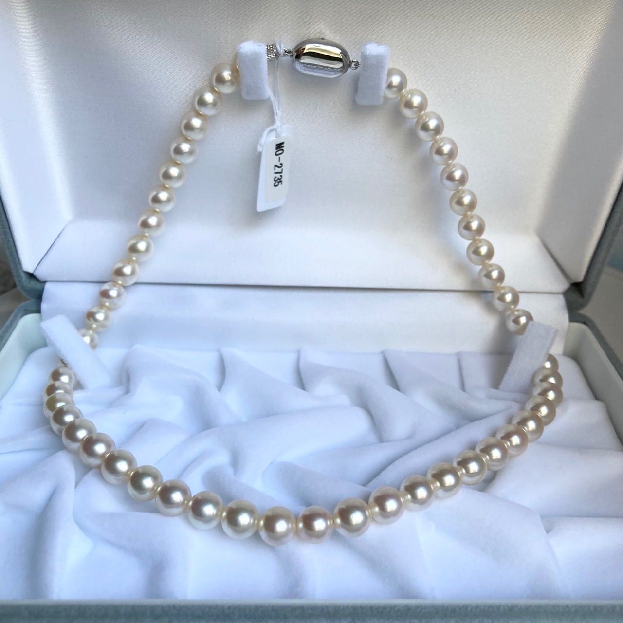 Hajikizashi Akoya Pearl Necklace 7.5-8.0mm pearls 42cm length silver with certification