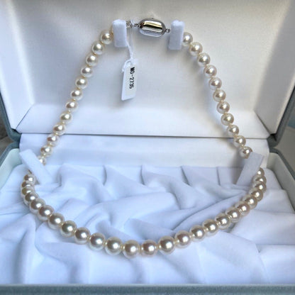 Hajikizashi Akoya Pearl Necklace 7.5-8.0mm pearls 42cm length silver with certification