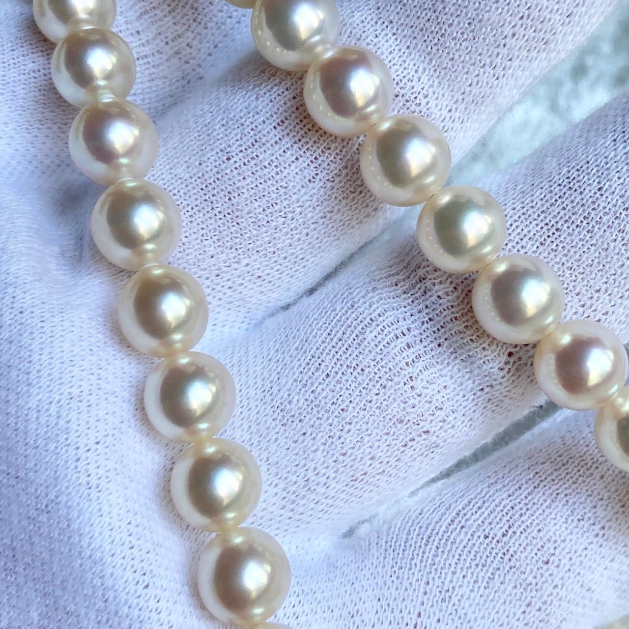 Hajikizashi Akoya Pearl Necklace 7.5-8.0mm pearls 42cm length silver with certification