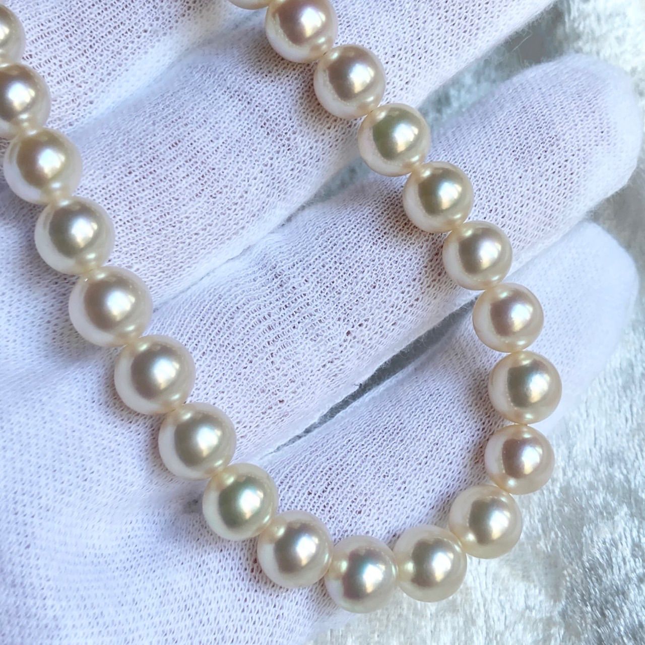 Hajikizashi Akoya Pearl Necklace 7.5-8.0mm pearls 42cm length silver with certification
