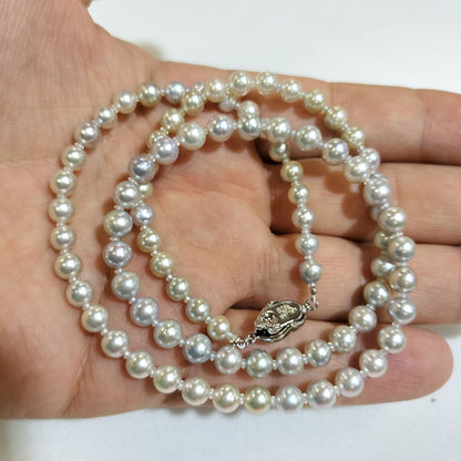 Akoya Pearl Natural Blue Necklace featuring 5mm pearls on a 52cm chain