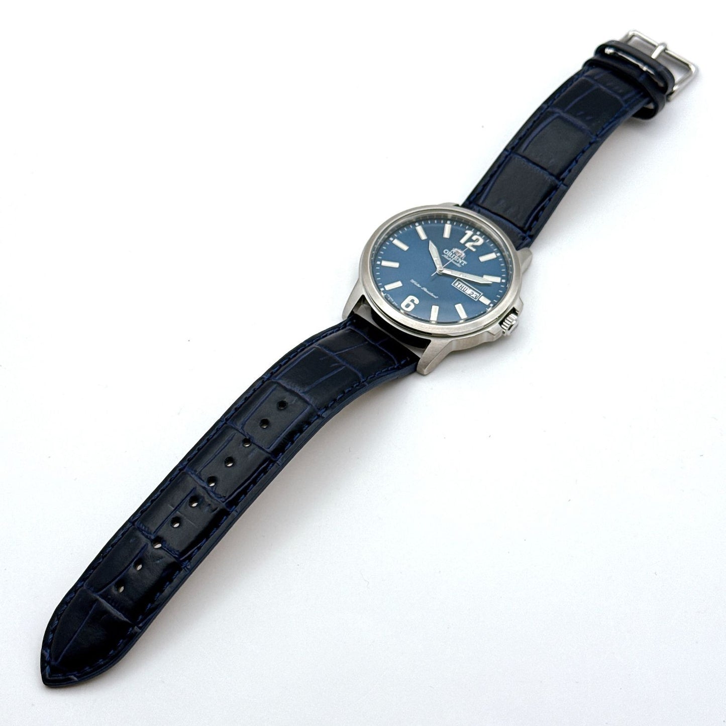 ORIENT B094 Big Face ORIENT Blue Dial Skeleton Back Automatic Men's Watch — Japanese
