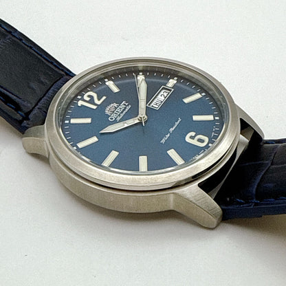 ORIENT B094 Big Face ORIENT Blue Dial Skeleton Back Automatic Men's Watch — Japanese