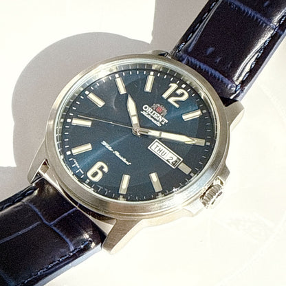 ORIENT B094 Big Face ORIENT Blue Dial Skeleton Back Automatic Men's Watch — Japanese