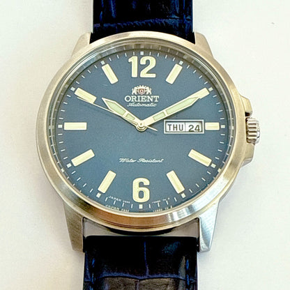 ORIENT B094 Big Face ORIENT Blue Dial Skeleton Back Automatic Men's Watch — Japanese