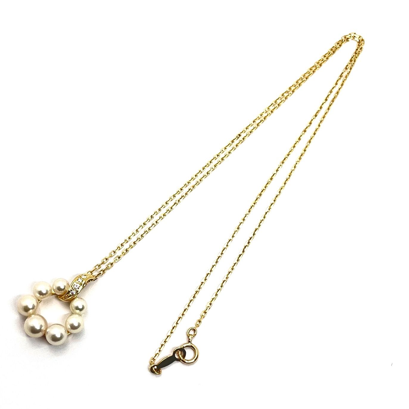 MIKIMOTO pearl and diamond necklace with 4.0-5.5mm pearls on a 40cm K18YG gold chain