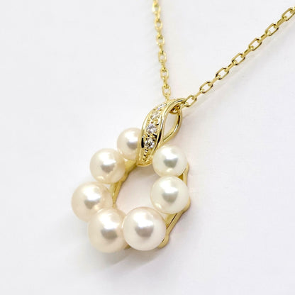 MIKIMOTO pearl and diamond necklace with 4.0-5.5mm pearls on a 40cm K18YG gold chain