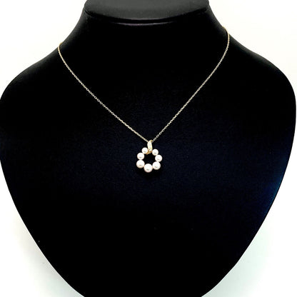 MIKIMOTO pearl and diamond necklace with 4.0-5.5mm pearls on a 40cm K18YG gold chain