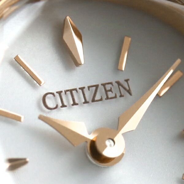 Citizen Ladies Eco-Drive wristwatch EG7082-66A with silver dial and warm gold stainless steel mesh band
