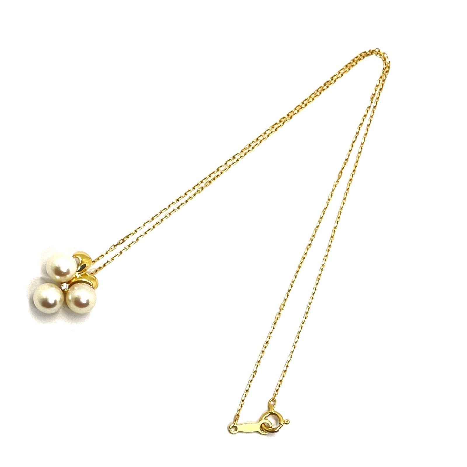 MIKIMOTO pearl diamond necklace with 6.3mm pearl, K18 yellow gold, and removable pendant on 38cm chain