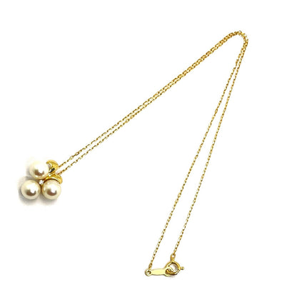 MIKIMOTO pearl diamond necklace with 6.3mm pearl, K18 yellow gold, and removable pendant on 38cm chain