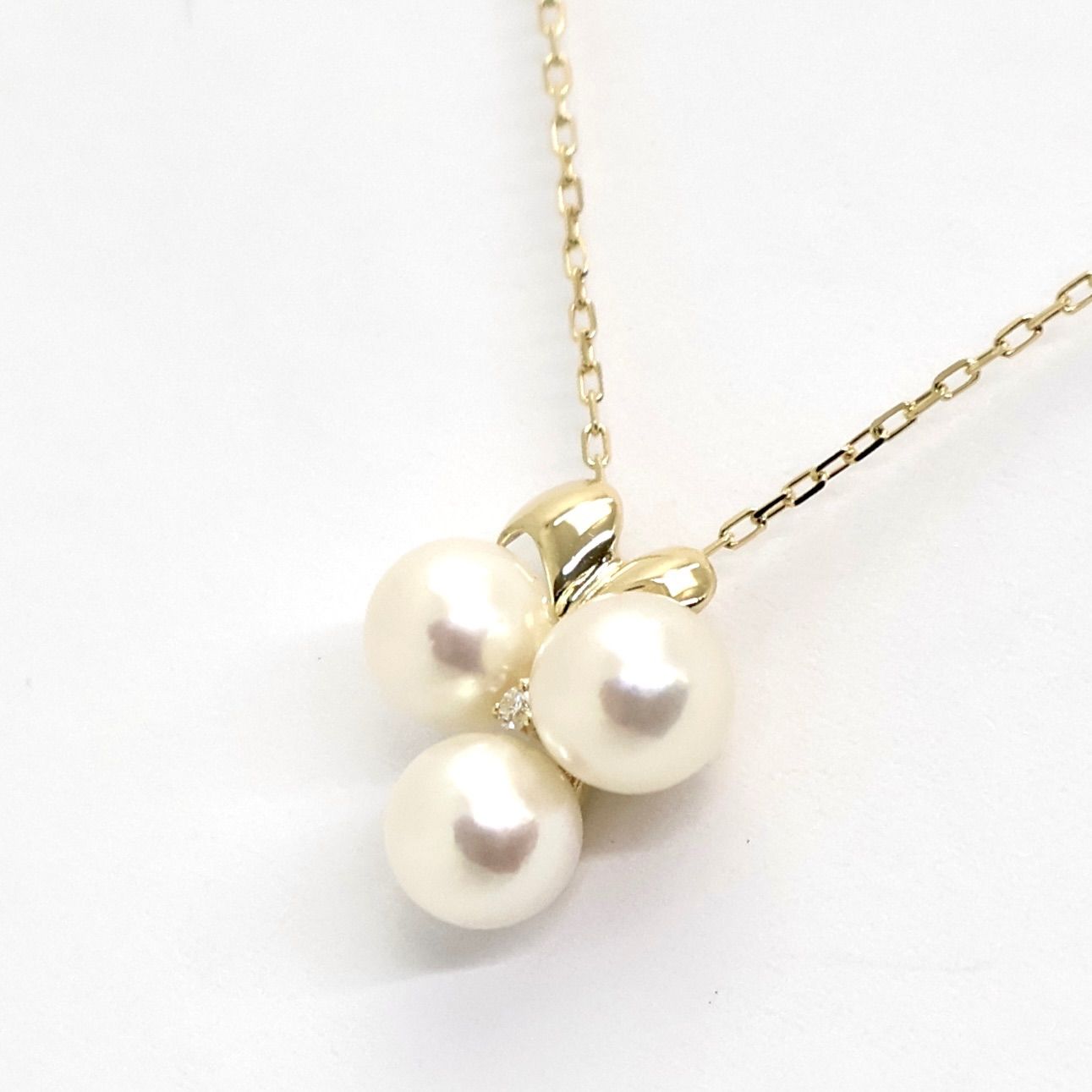 MIKIMOTO pearl diamond necklace with 6.3mm pearl, K18 yellow gold, and removable pendant on 38cm chain