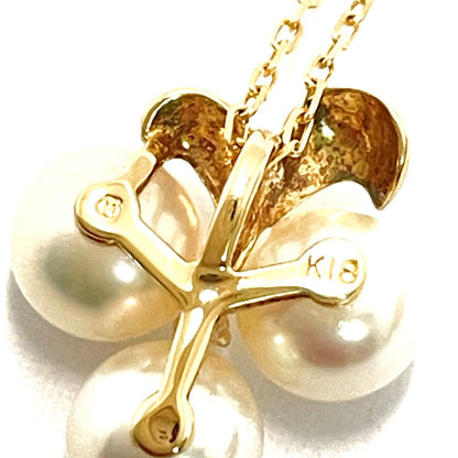 MIKIMOTO pearl diamond necklace with 6.3mm pearl, K18 yellow gold, and removable pendant on 38cm chain