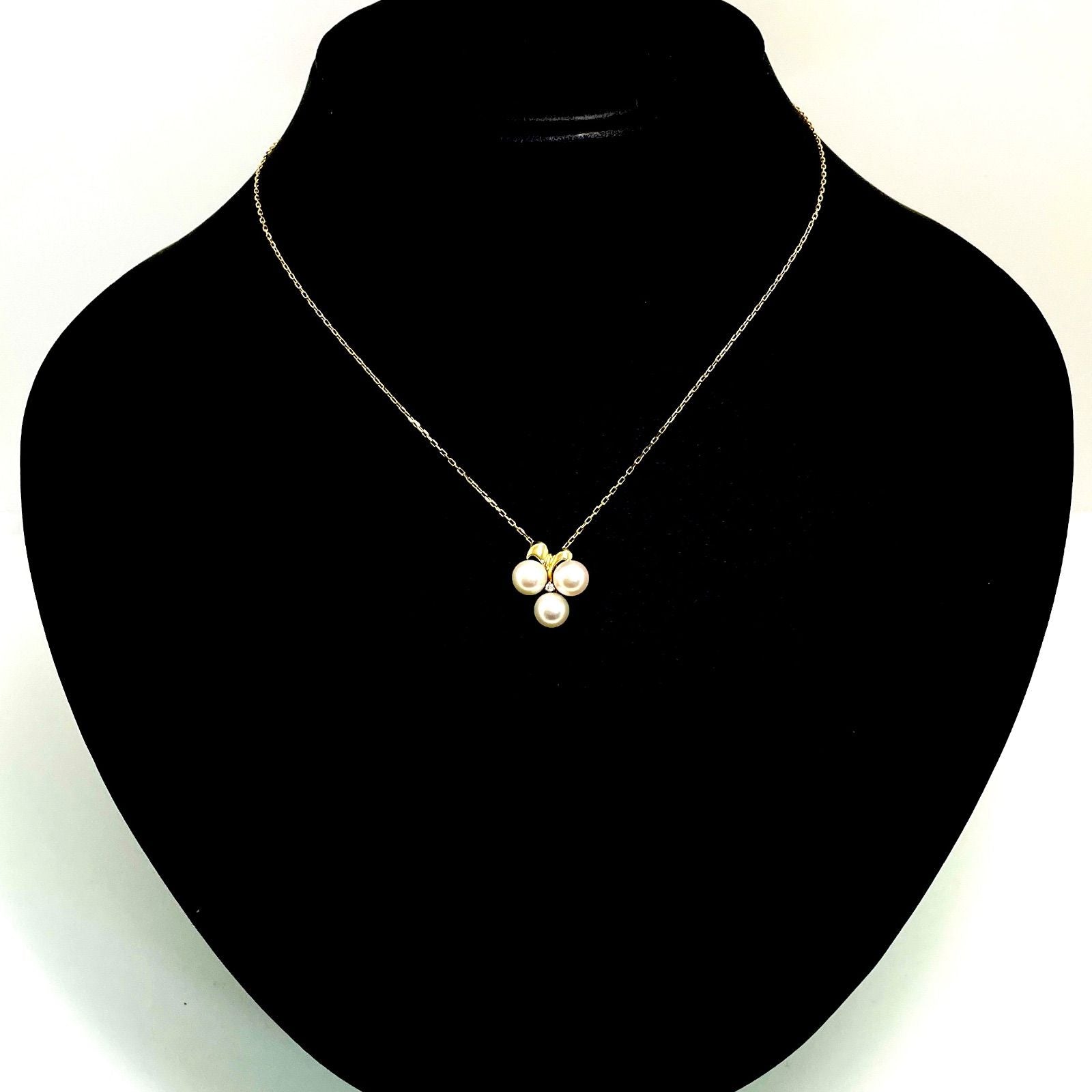 MIKIMOTO pearl diamond necklace with 6.3mm pearl, K18 yellow gold, and removable pendant on 38cm chain