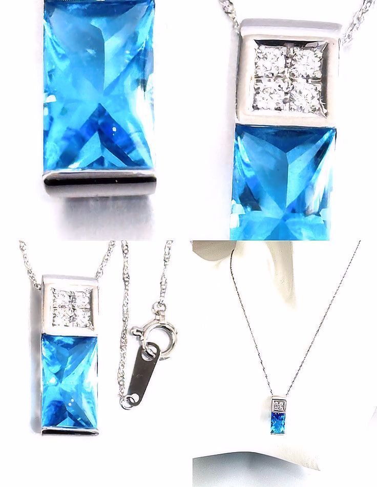 TASAKI necklace featuring a pearl, blue topaz gemstone, and 0.11ct diamonds on a 40cm chain