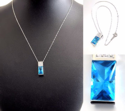 TASAKI necklace featuring a pearl, blue topaz gemstone, and 0.11ct diamonds on a 40cm chain