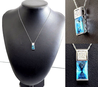 TASAKI necklace featuring a pearl, blue topaz gemstone, and 0.11ct diamonds on a 40cm chain