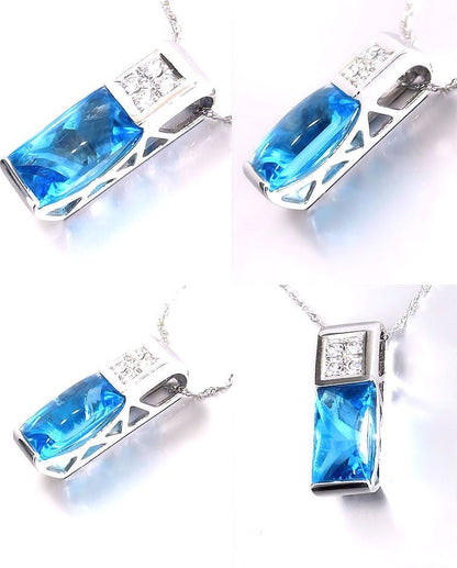 TASAKI necklace featuring a pearl, blue topaz gemstone, and 0.11ct diamonds on a 40cm chain