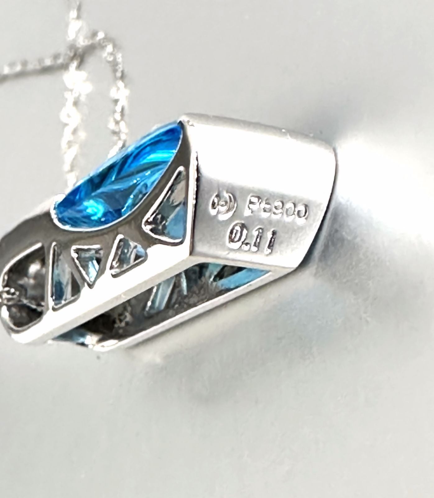 TASAKI necklace featuring a pearl, blue topaz gemstone, and 0.11ct diamonds on a 40cm chain